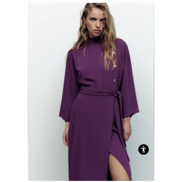 Zara side button mock neck midi dress Size S - Picture 15 of 15